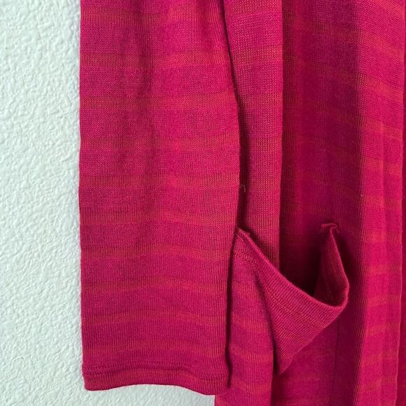 LuLaRoe Sarah Duster Cardigan Open Front Size XS Maroon Striped Pockets - Picture 9 of 9